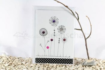 Paillettenblumen Karte violett
