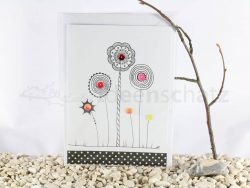 Paillettenblumen Karte rot orange