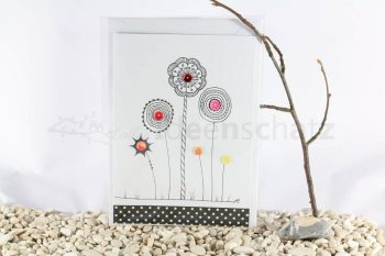 Paillettenblumen Karte rot orange