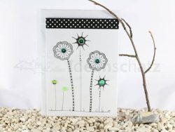 Paillettenblumen Karte grün