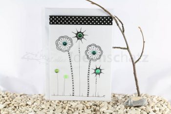 Paillettenblumen Karte grün