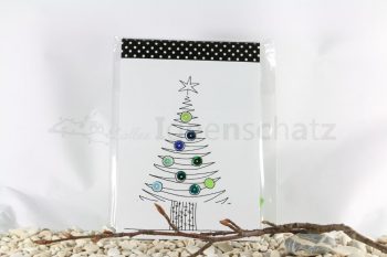 Pailletten-Tannenbaum auf A6-Block blau/grün