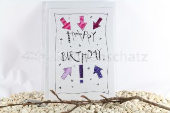Karte Happy Birthday mit Stoff – Bild 2