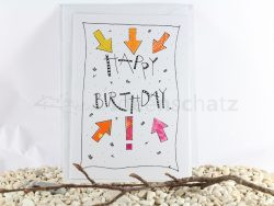Karte Happy Birthday mit Stoff