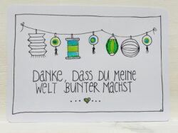 Postkarte Danke, dass du meine Welt bunter machst