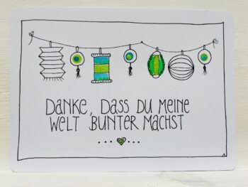 Postkarte Danke, dass du meine Welt bunter machst